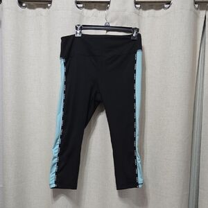 bebe Black Leggings with Light Blue Accents